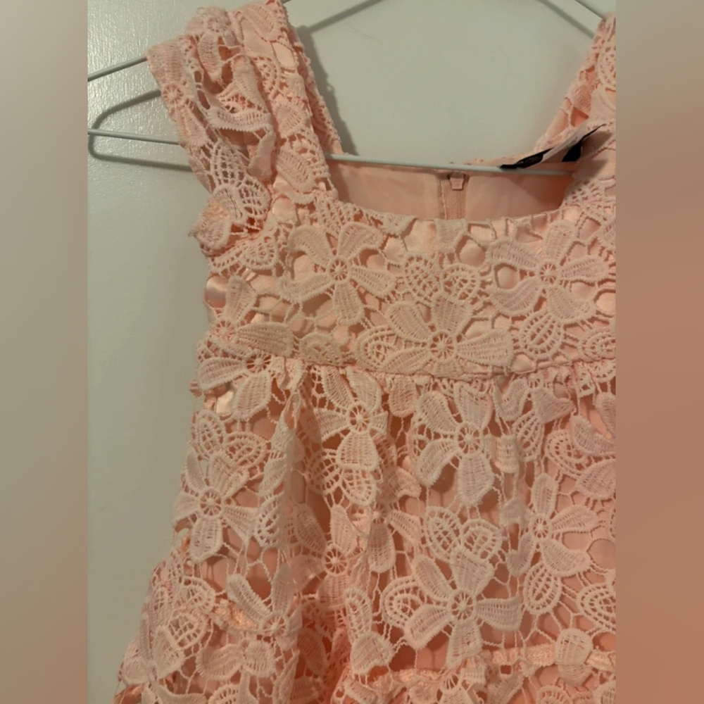 Rare Editions Peach Lace Dress - Picture 4 of 5